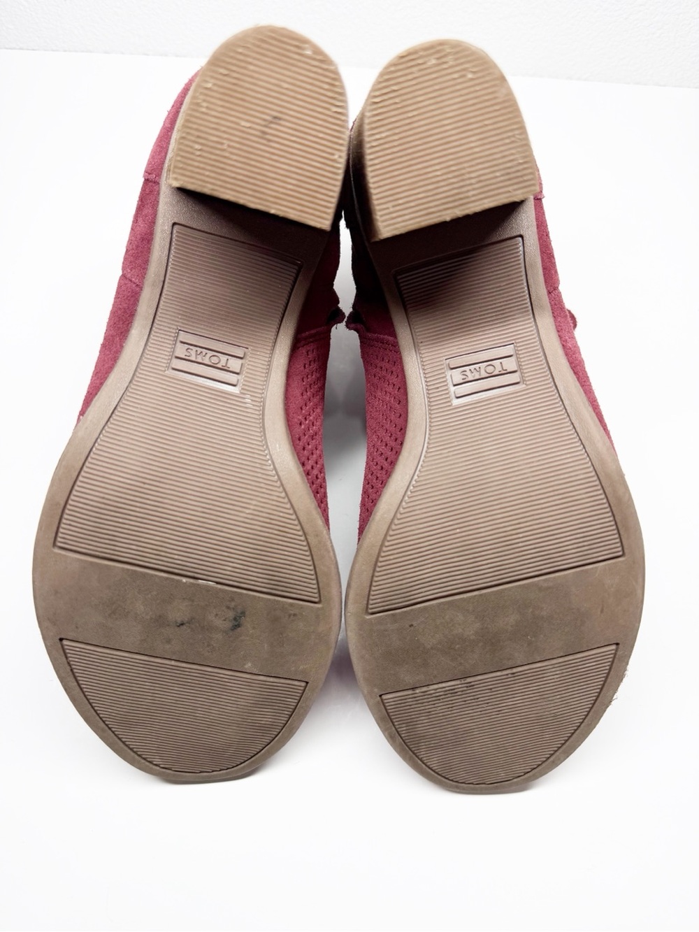 Toms Majorca Oxblood Perforated Suede Open Toe Ankle Boots - Picture 11 of 12